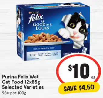 IGA Purina Felix Wet Cat Food 12x85g Selected Varieties offer