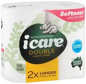 IGA icare Double Length Toilet Tissue 3 Ply 4 Pack offer
