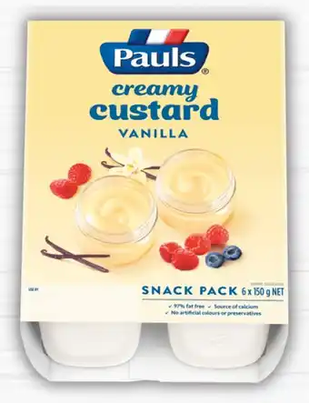 IGA Pauls Vanilla Custard Snack Pack 6x150g offer