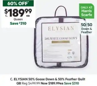 Harris Scarfe ELYSIAN Goose Down &Feather Quilt offer