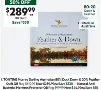 TONTINE Murray Darling Australian Duck Down