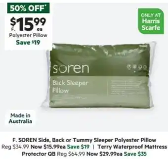 Harris Scarfe SOREN Side, Back or Tummy Sleeper Polyester Pillow offer