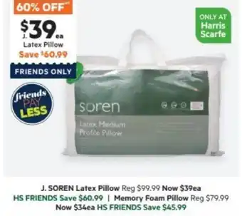 Harris Scarfe SOREN Latex Pillow offer