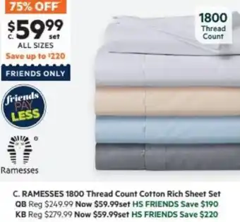 Harris Scarfe RAMESSES 1800 Thread Count Cotton Rich Sheet Set offer