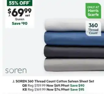 Harris Scarfe SOREN 360 Thread Count Cotton Sateen Sheet Set offer