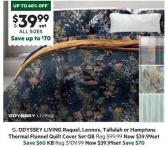 Harris Scarfe ODYSSEY LIVING Raquel, Lennox, Tallulah or Hamptons Thermal Flannel Quilt Cover Set offer