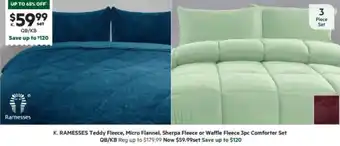 Harris Scarfe RAMESSES Teddy Fleece, Micro Flannel, Sherpa Fleece or Waffle Fleece 3pc Comforter Set offer