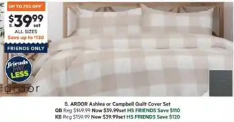 Harris Scarfe ARDOR Ashlea or Campbell Quilt Cover Set offer