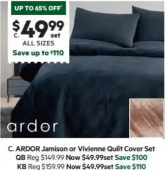 Harris Scarfe ARDOR Jamison or Vivienne Quilt Cover Set offer