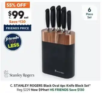 Harris Scarfe STANLEY ROGERS Black Oval 6pc Knife Block Set offer