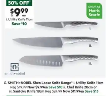 Harris Scarfe SMITHNOBEL Shen Loose Knife Range Utility Knife 11cm offer