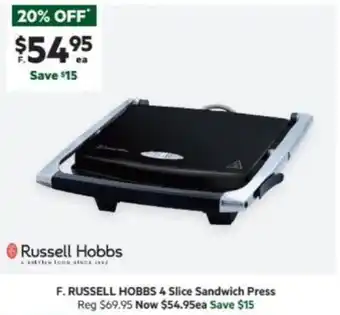 Harris Scarfe RUSSELL HOBBS 4 Slice Sandwich Press offer