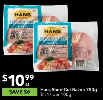 Ritchies Hans Short Cut Bacon 750g offer