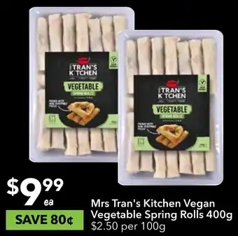 Ritchies Mrs Tran's Kitchen Vegan Vegetable Spring Rolls 400g offer