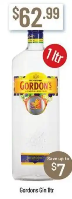 Chambers Cellars Gordons Gin 1ltr offer