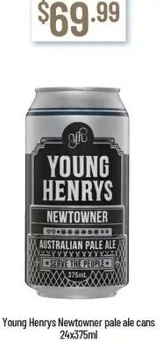 Young Henrys Newtowner pale ale cans 24x375ml
