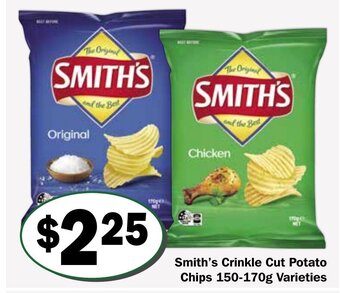 Smith's Crinkle Cut Potato Chips 150-170g Varieties