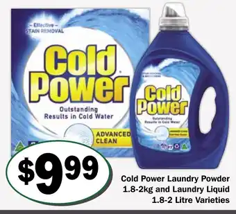 Friendly Grocer Cold Power Laundry Powder 1.8-2kg and Laundry Liquid 1.8-2Litre Varieties offer