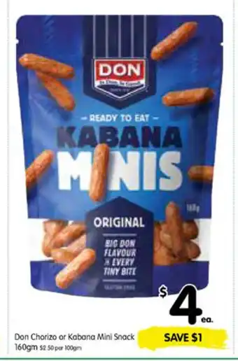Don Chorizo or Kabana Mini Snack 160gm