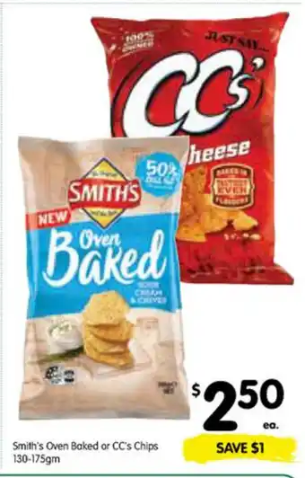 Spar Smith's Oven Baked or CC's Chips 130-175gm offer