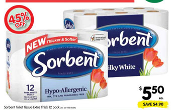 Spar Sorbent Toilet Tissue Extra Thick 12 Pack offer