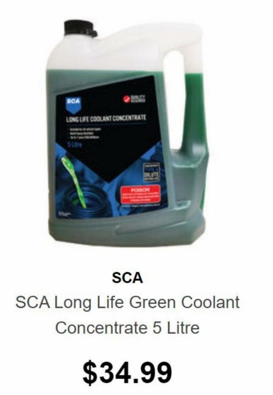 SCA Long Life Green Coolant Concentrate 5 Litre offer at SuperCheap Auto