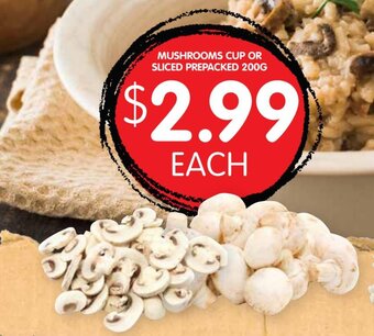 Spudshed Mushrooms Cup or Sliced Prepacked 200g offer