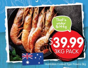 Australian Cooked Tiger Prawns 3kg