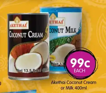 Spudshed Akethai Coconut Cream or Milk 400ml offer