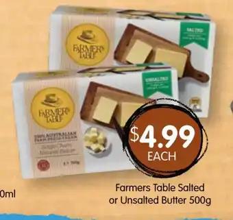 Spudshed Farmers Table Salted or Unsalted Butter 500g offer