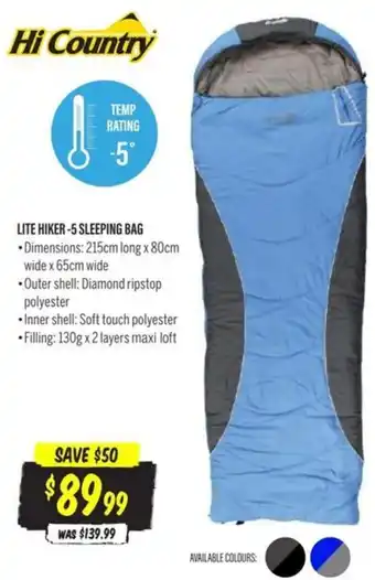 Aussie Disposals LITE HIKER 5 SLEEPING BAG offer