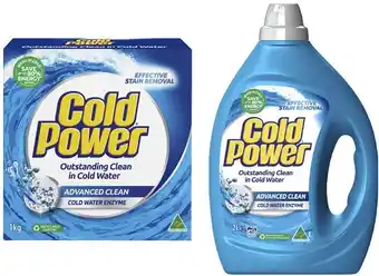 Coles Cold Power Laundry Liquid 2 Litre or Powder 2kg offer