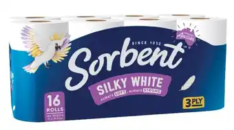 Coles Sorbent 3-Ply Silky White Toilet Paper 16 Pack offer