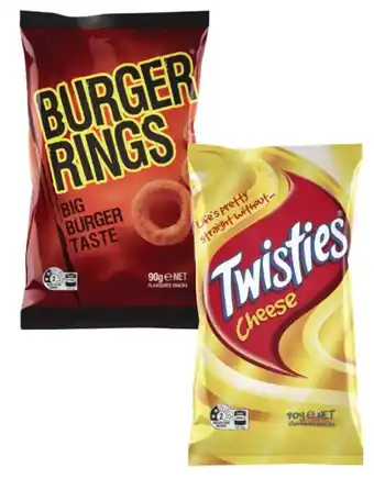 Coles Twisties, Burger Rings or Cheetos 80g-90g offer