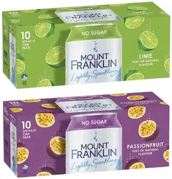 Coles Mt Franklin Lightly Sparkling Water 10x375mL offer