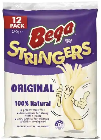 Coles Bega Cheese Stringers 240g offer