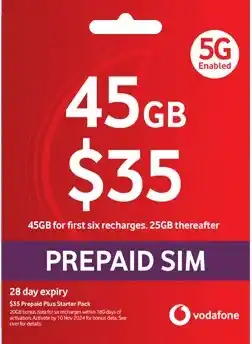 Coles Vodafone $35 Prepaid Plus Starter Pack offer