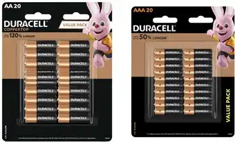 Coles Duracell Coppertop AA or AAA 20 Pack offer