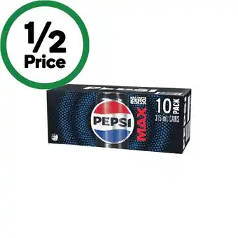 Woolworths Pepsi or Schweppes Lemonade Soft Drink Varieties 10 x 375ml offer