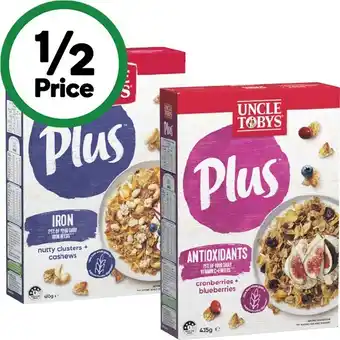 Woolworths Uncle Toby’s Plus Cereal 410-435g offer