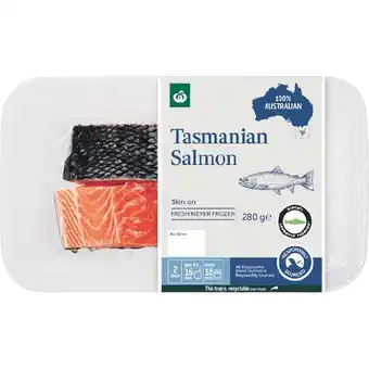 Woolworths Woolworths Australian Salmon Portions Skin On 280g offer