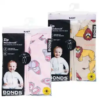 Woolworths Bonds Zippy Wondersuit Assorted Pk 1 offer