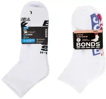 Coles Bonds Women's Logo ¼ Crew or Men's X-Temp ¼ Crew 3 Pack offer