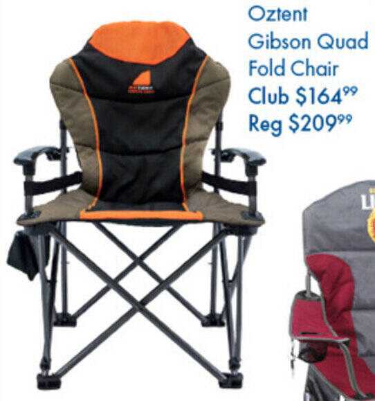 Oztent Gibson Quad Fold Chair offer at BCF