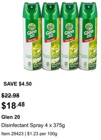 Glen 20 Disinfectant Spray 4 x 375g