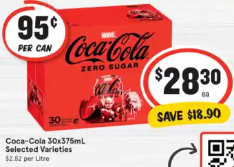 IGA Coca-Cola 30x375mL Selected Varieties offer