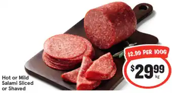 IGA Hot or Mild Salami Sliced or Shaved offer