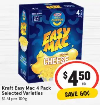 IGA Kraft Easy Mac 4 Pack Selected Varieties offer