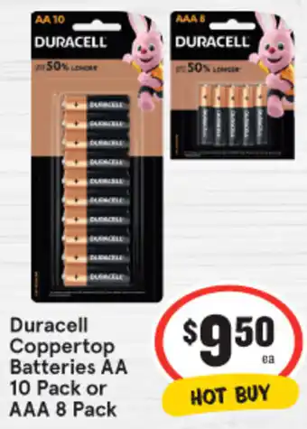 IGA Duracell Coppertop Batteries AA 10 Pack or AAA 8 Pack offer