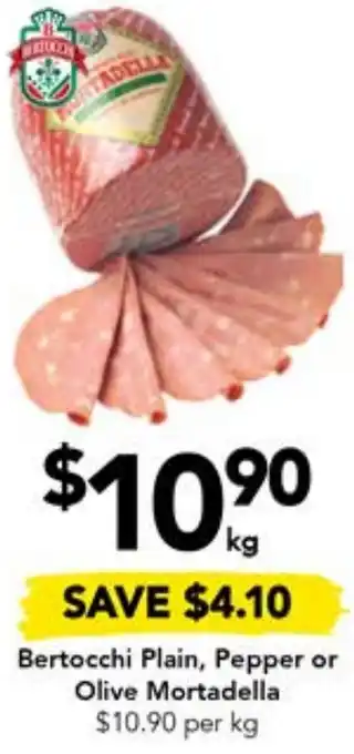 Drakes Bertocchi Plain, Pepper or Olive Mortadella offer